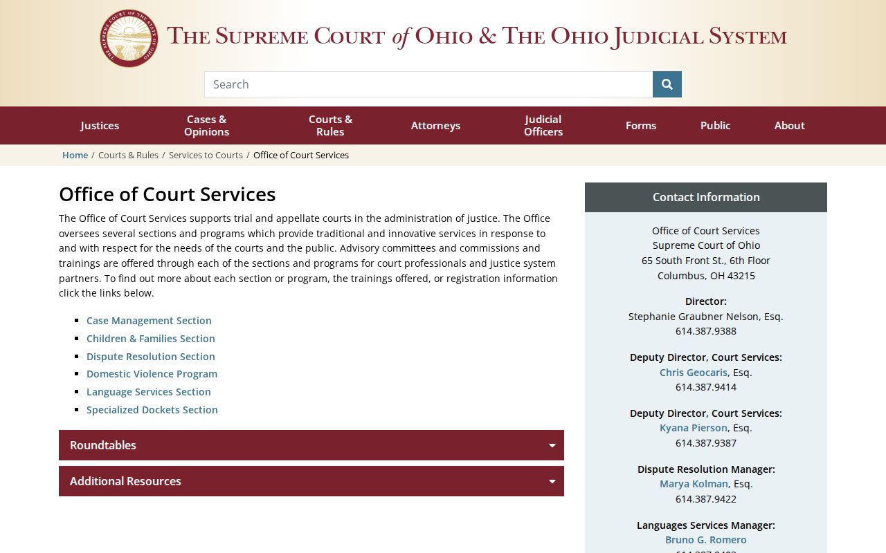 Ohio court directory for released inmate case records